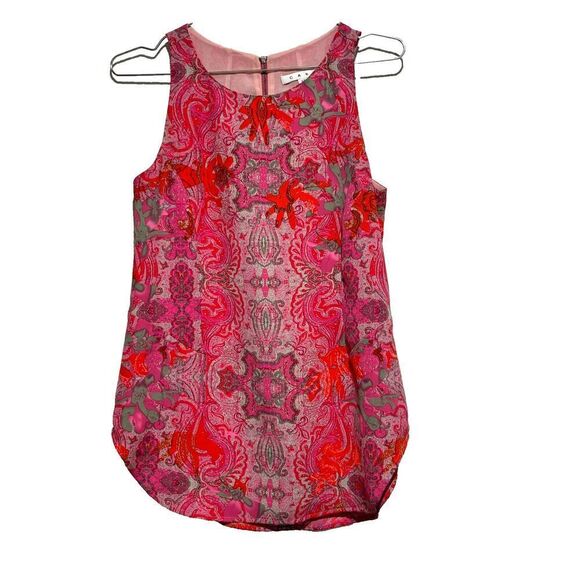 CAbi Women's X-Small Jubilee Pink Paisley Tank Top Lined Zipper Back Scoop Neck - Picture 1 of 5
